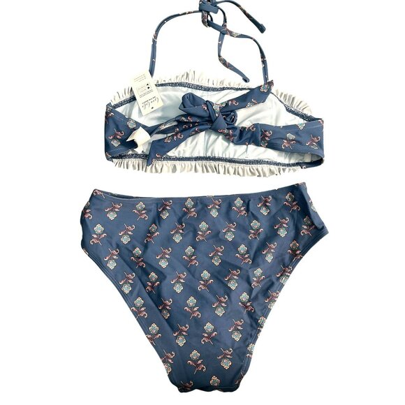 Cupshe Smocked Bikini Bathing Suit Sz Small NWT Teal Floral - Picture 5 of 7